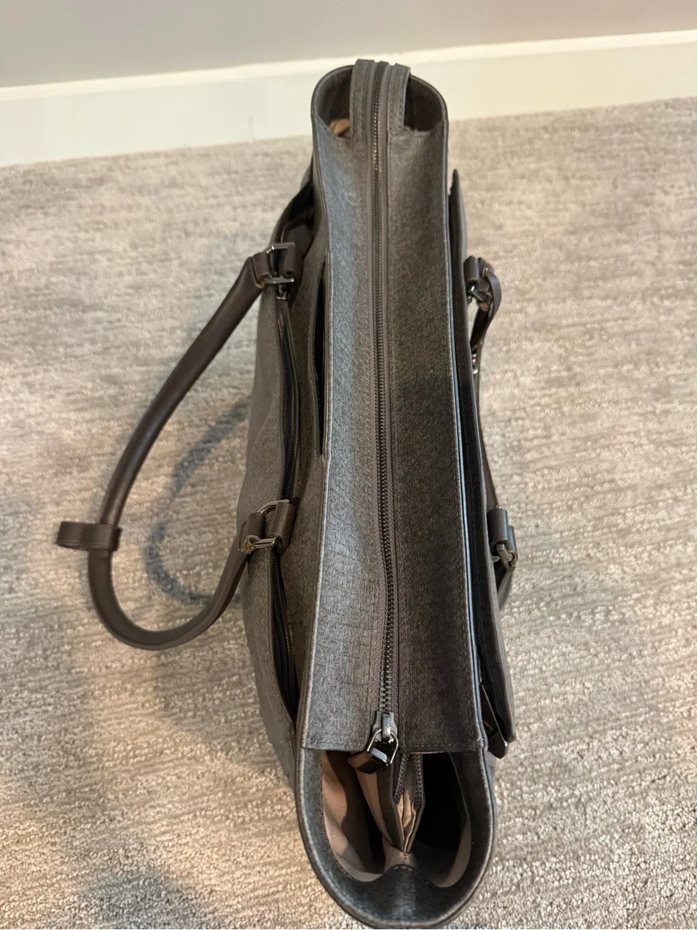 Tumi Sinclair Valerie Business Tote- gray coated canvas